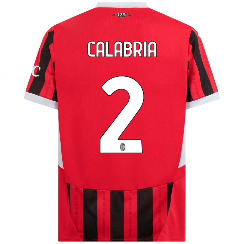 Bambino Maglia Davide Calabria #2 Rosso Nero Kit Gara Home 2024/25 Maglietta