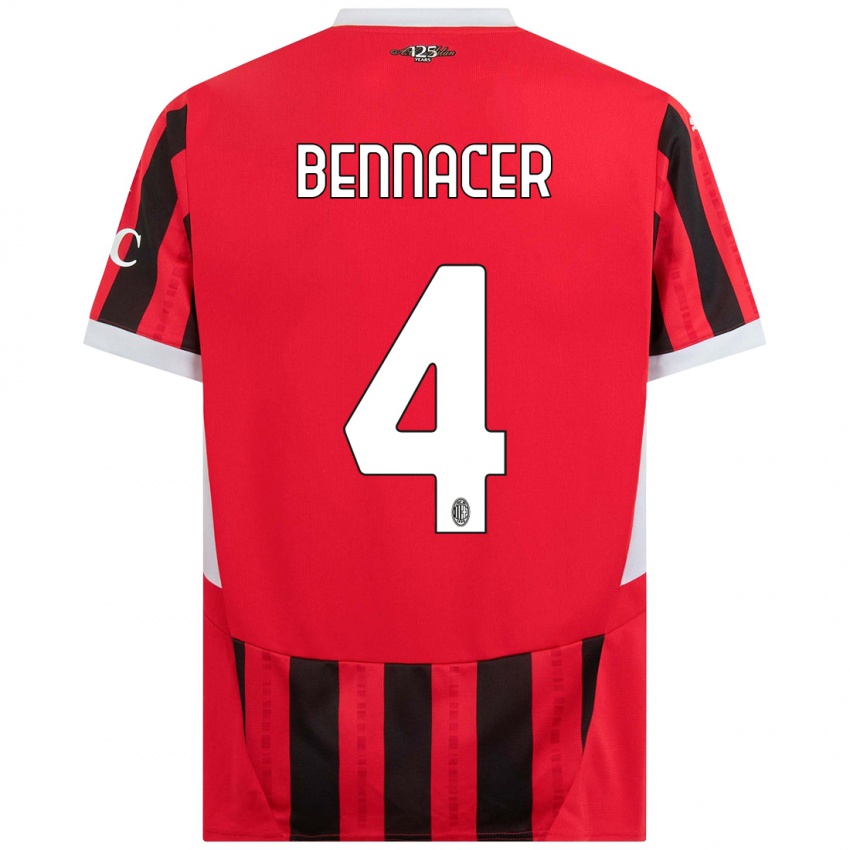 Bambino Maglia Ismael Bennacer #4 Rosso Nero Kit Gara Home 2024/25 Maglietta