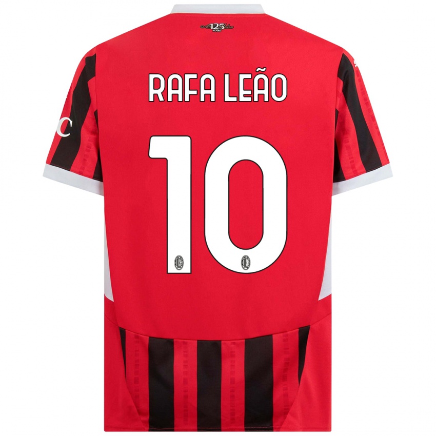 Bambino Maglia Rafael Leao #10 Rosso Nero Kit Gara Home 2024/25 Maglietta