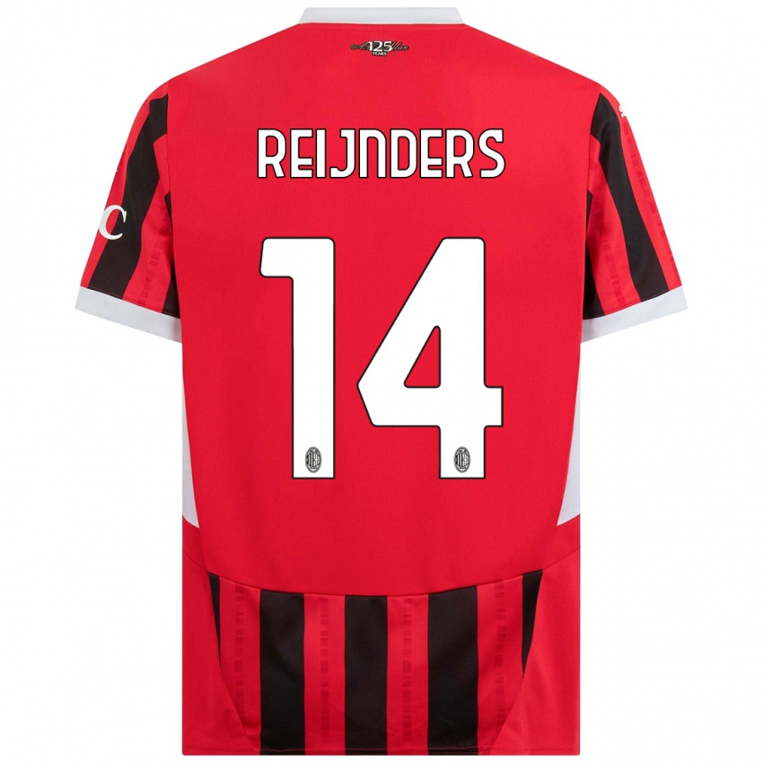 Bambino Maglia Tijjani Reijnders #14 Rosso Nero Kit Gara Home 2024/25 Maglietta