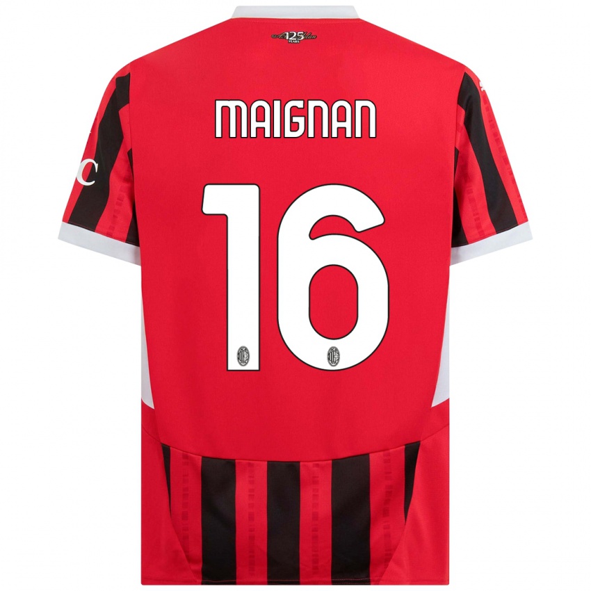 Bambino Maglia Mike Maignan #16 Rosso Nero Kit Gara Home 2024/25 Maglietta