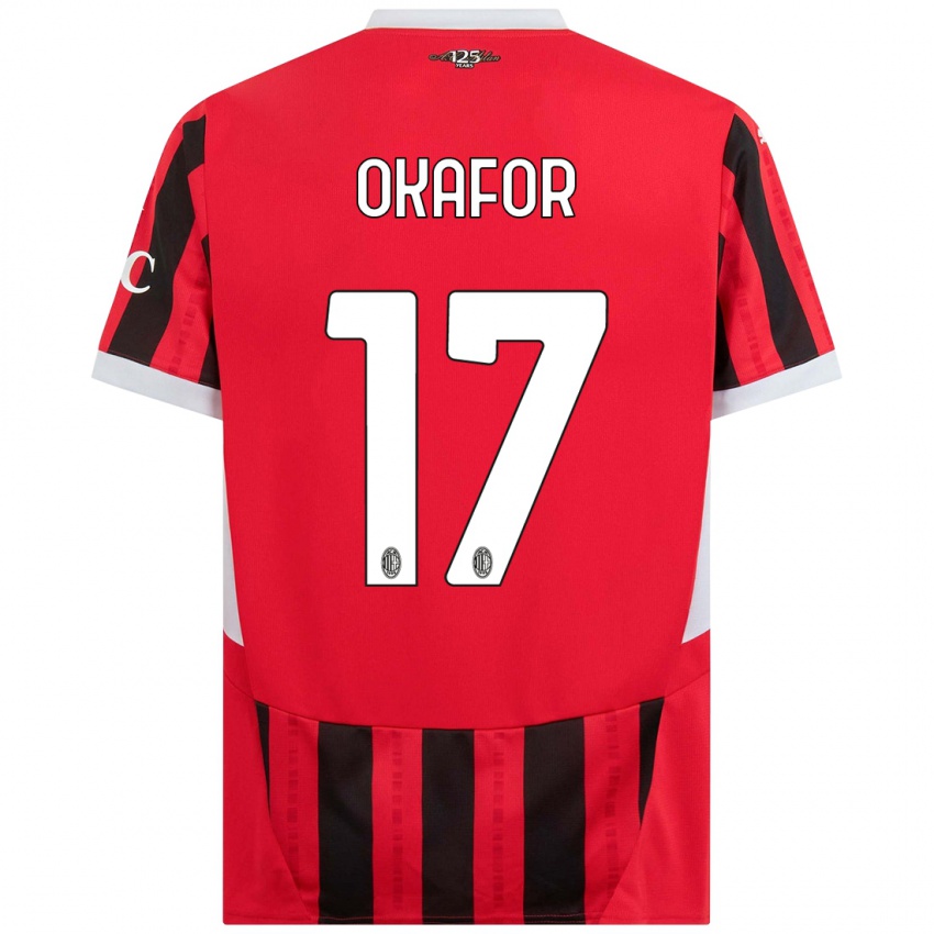 Bambino Maglia Noah Okafor #17 Rosso Nero Kit Gara Home 2024/25 Maglietta