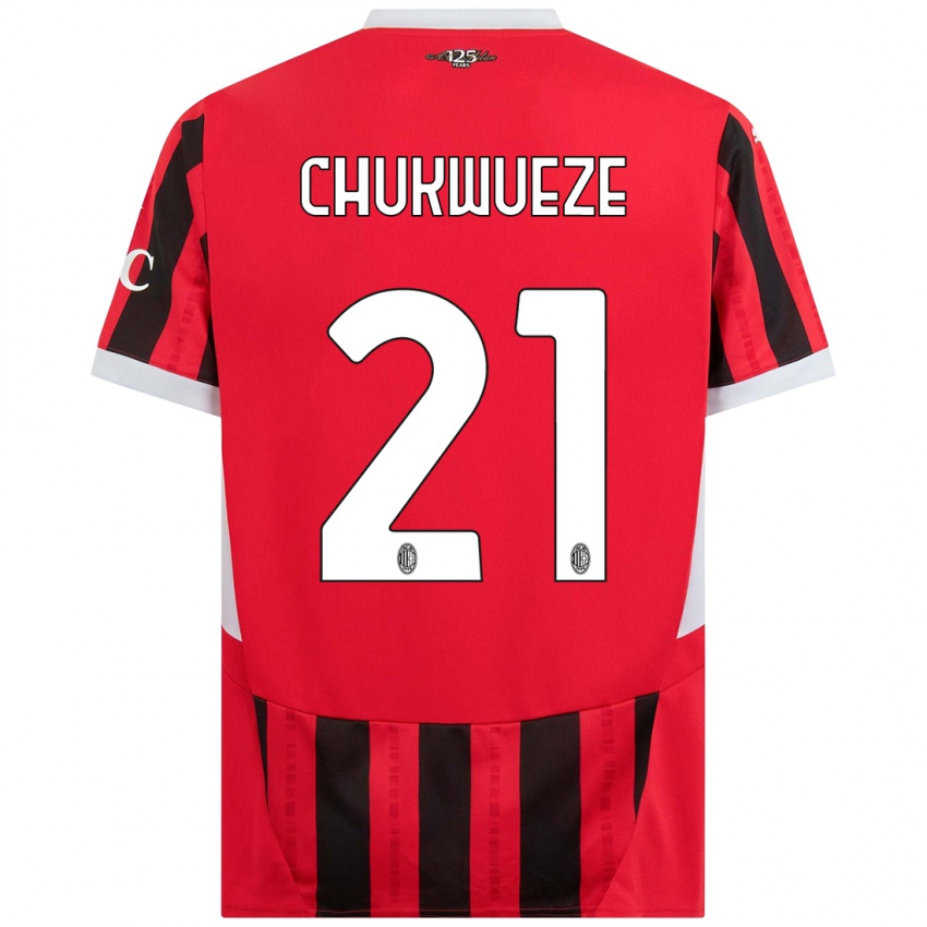 Bambino Maglia Samuel Chukwueze #21 Rosso Nero Kit Gara Home 2024/25 Maglietta