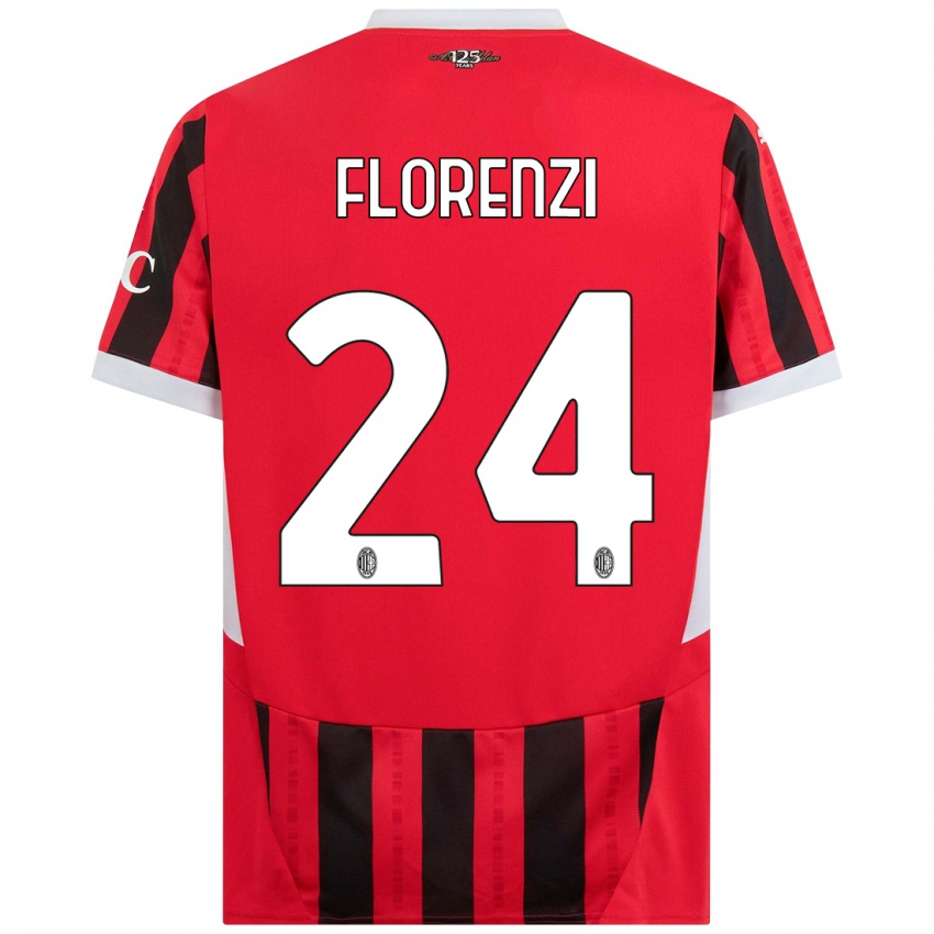 Bambino Maglia Alessandro Florenzi #24 Rosso Nero Kit Gara Home 2024/25 Maglietta