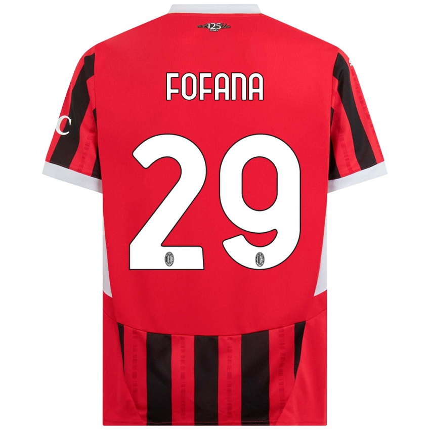 Bambino Maglia Youssouf Fofana #29 Rosso Nero Kit Gara Home 2024/25 Maglietta