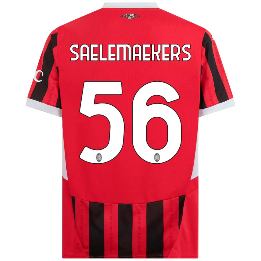 Bambino Maglia Alexis Saelemaekers #56 Rosso Nero Kit Gara Home 2024/25 Maglietta