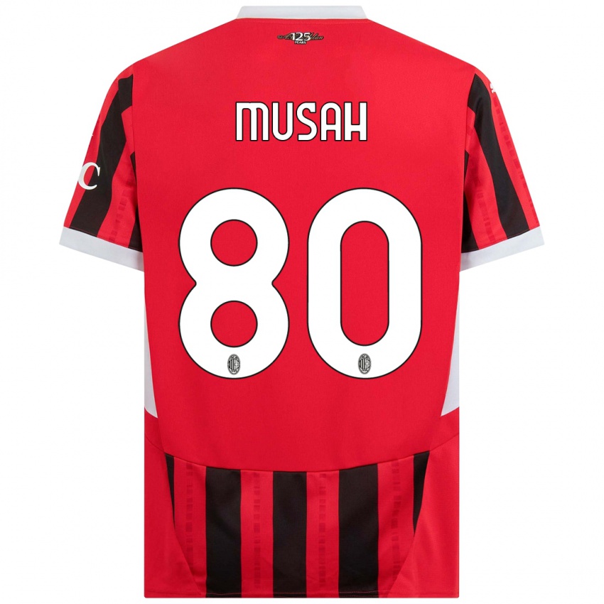 Bambino Maglia Yunus Musah #80 Rosso Nero Kit Gara Home 2024/25 Maglietta