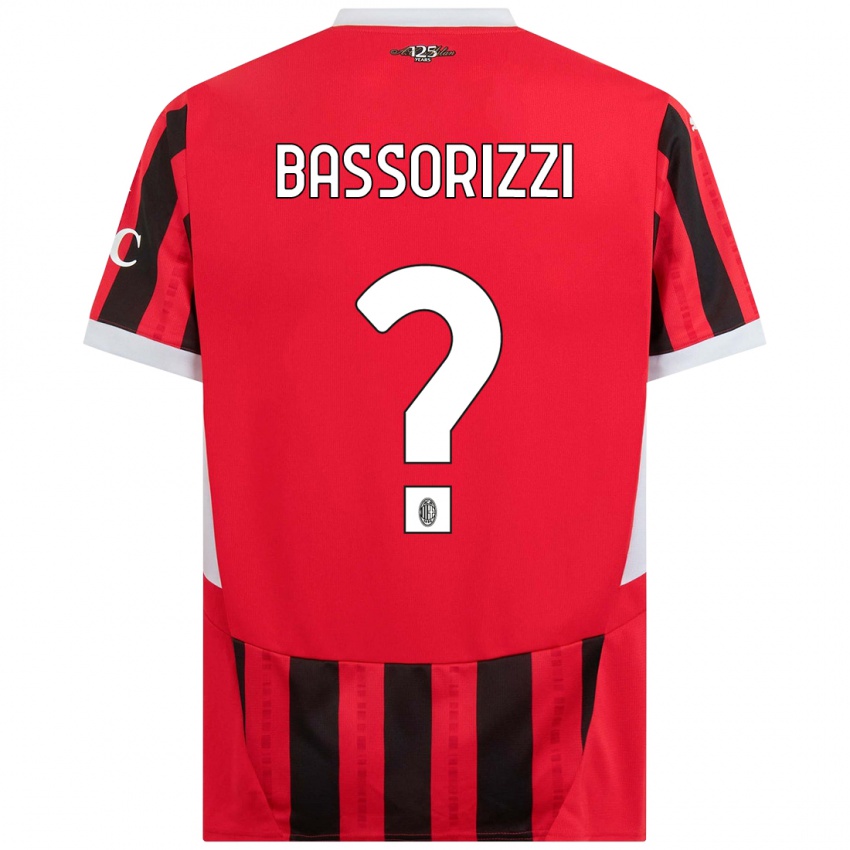 Bambino Maglia Carlo Bassorizzi #0 Rosso Nero Kit Gara Home 2024/25 Maglietta