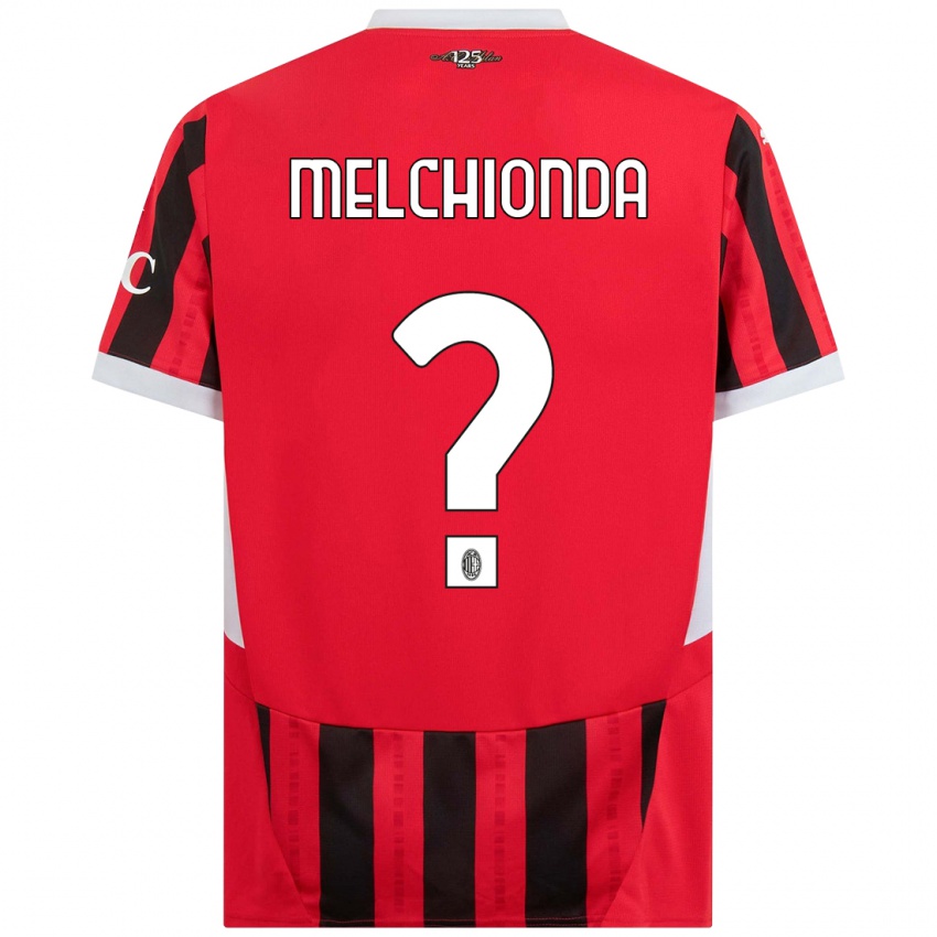 Bambino Maglia Marco Melchionda #0 Rosso Nero Kit Gara Home 2024/25 Maglietta