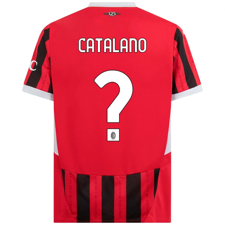 Bambino Maglia Alessio Catalano #0 Rosso Nero Kit Gara Home 2024/25 Maglietta