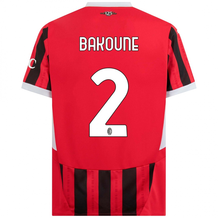 Bambino Maglia Adam Bakoune #2 Rosso Nero Kit Gara Home 2024/25 Maglietta