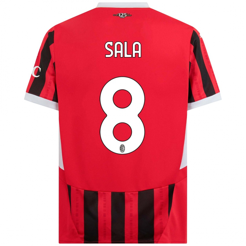 Bambino Maglia Emanuele Sala #8 Rosso Nero Kit Gara Home 2024/25 Maglietta