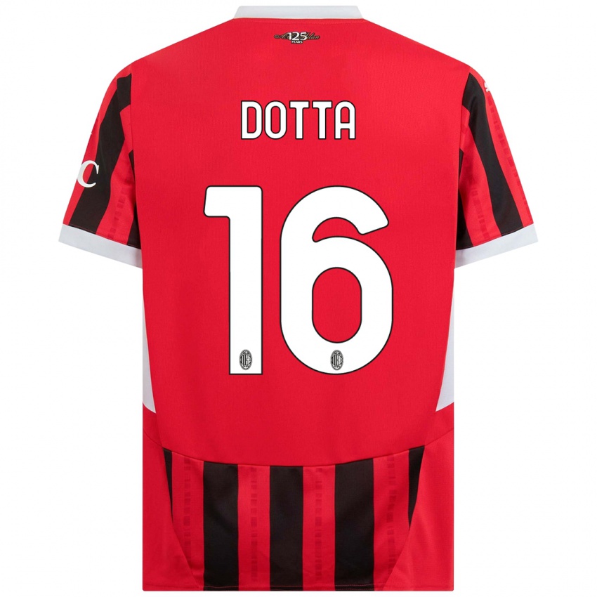 Bambino Maglia Cristiano Dotta #16 Rosso Nero Kit Gara Home 2024/25 Maglietta