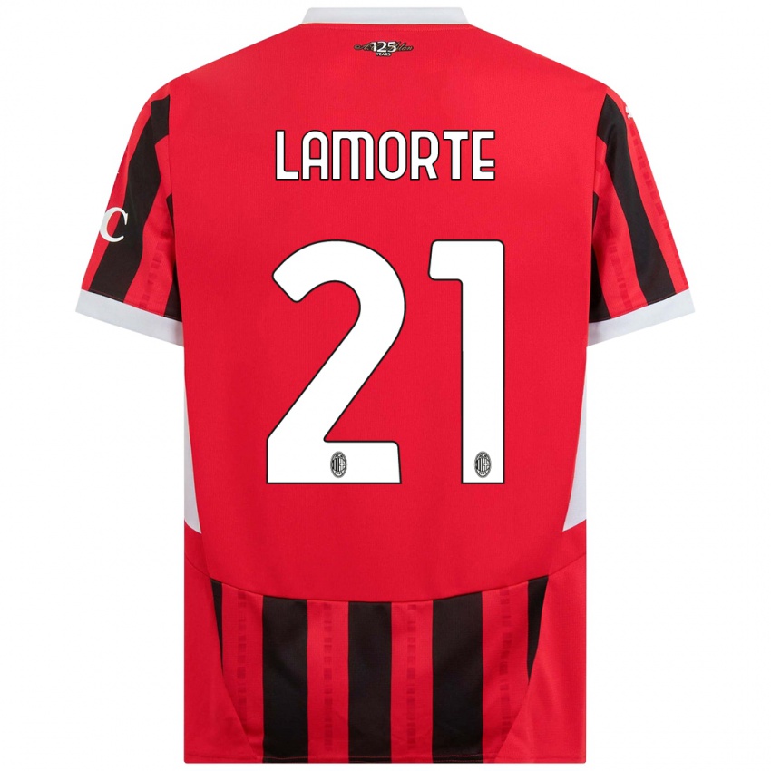 Bambino Maglia Alessandro Lamorte #21 Rosso Nero Kit Gara Home 2024/25 Maglietta