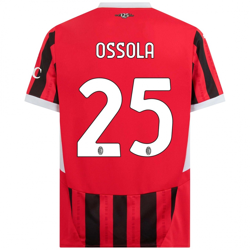 Bambino Maglia Lorenzo Ossola #25 Rosso Nero Kit Gara Home 2024/25 Maglietta