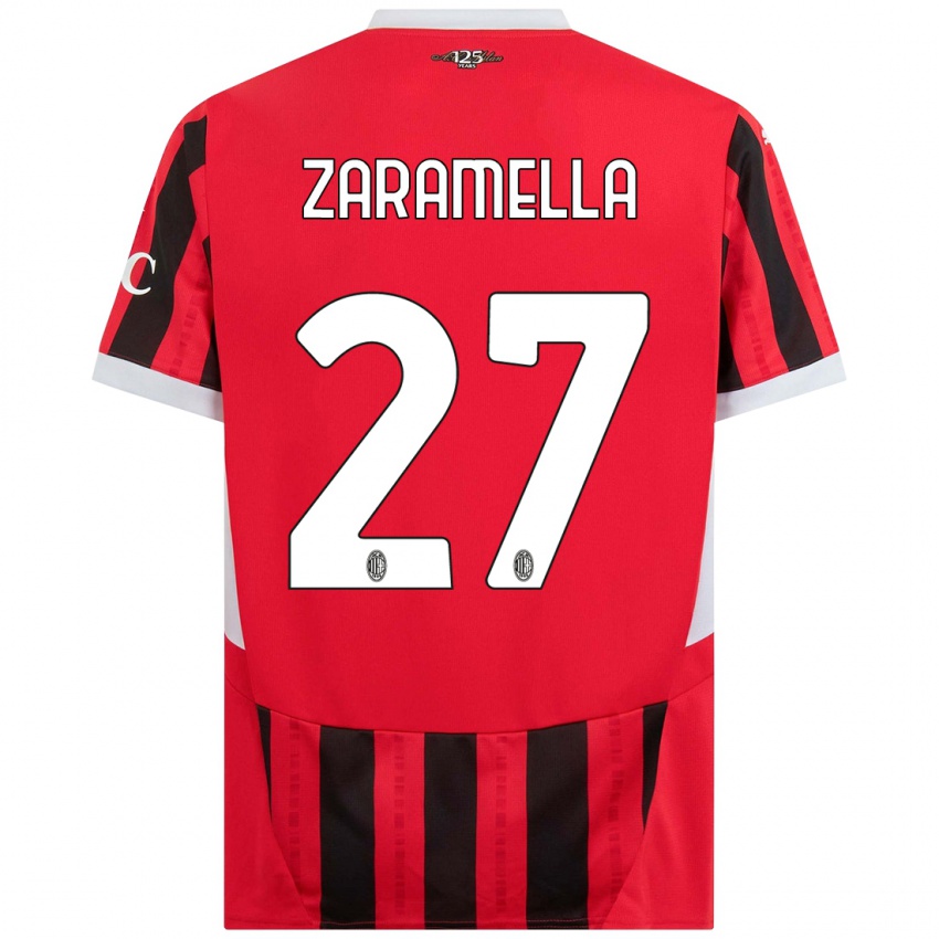 Bambino Maglia Mattia Zaramella #27 Rosso Nero Kit Gara Home 2024/25 Maglietta