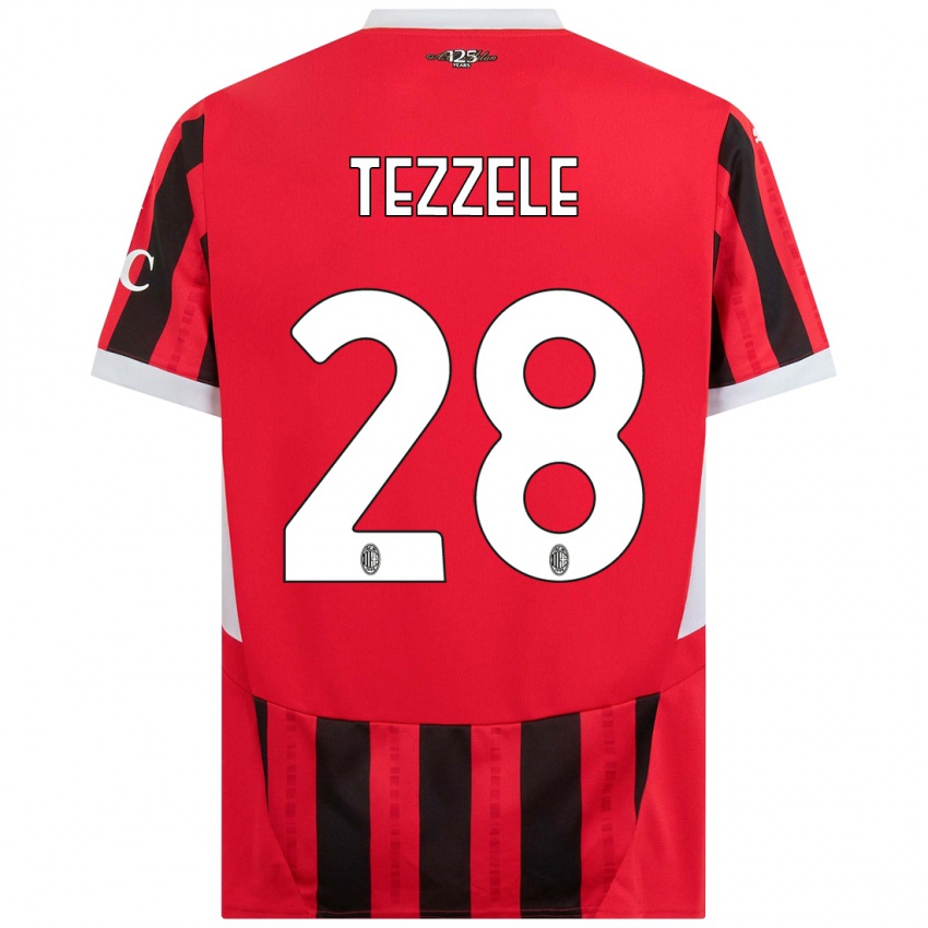 Bambino Maglia Matteo Tezzele #28 Rosso Nero Kit Gara Home 2024/25 Maglietta