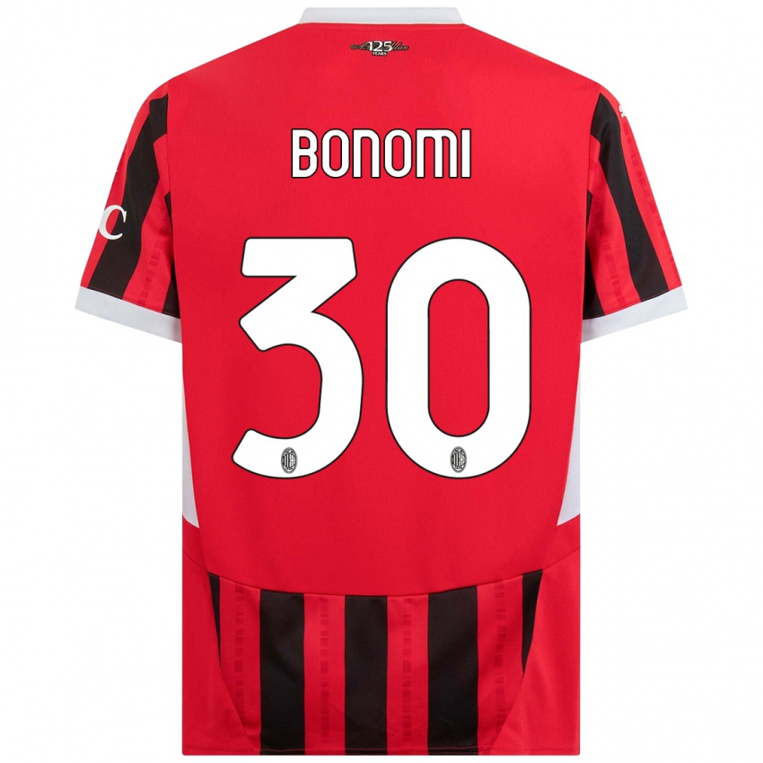 Bambino Maglia Alessandro Bonomi #30 Rosso Nero Kit Gara Home 2024/25 Maglietta