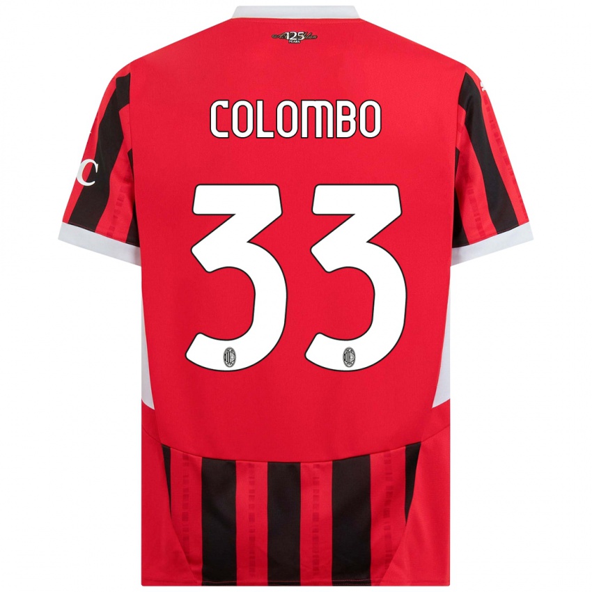 Bambino Maglia Federico Colombo #33 Rosso Nero Kit Gara Home 2024/25 Maglietta