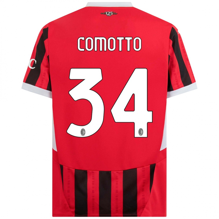 Bambino Maglia Christian Comotto #34 Rosso Nero Kit Gara Home 2024/25 Maglietta