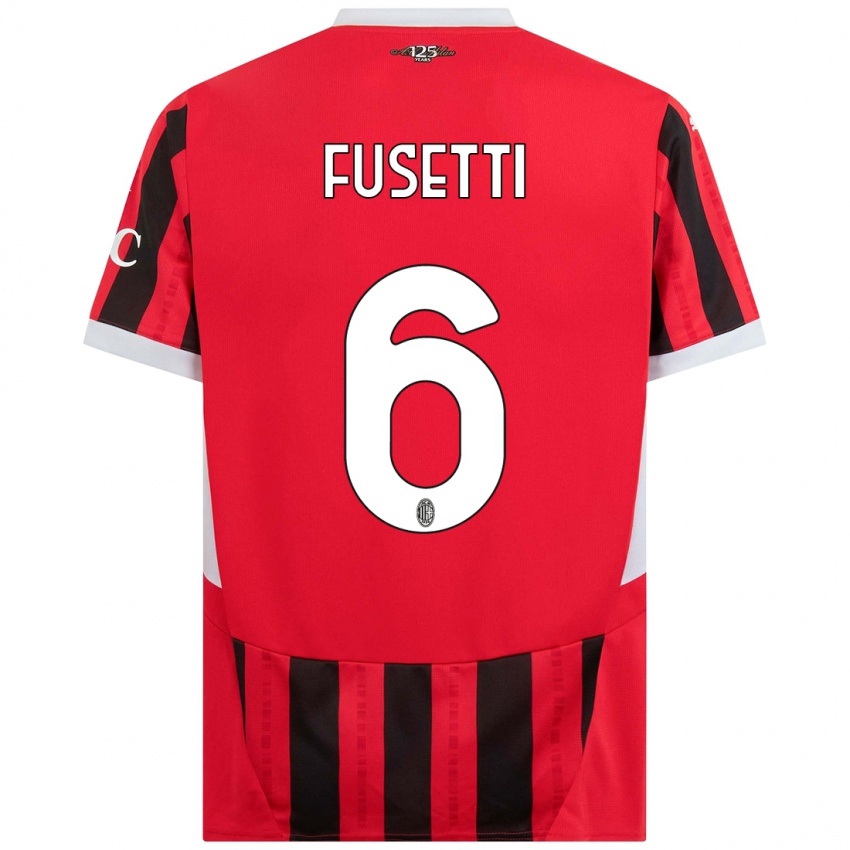 Bambino Maglia Laura Fusetti #6 Rosso Nero Kit Gara Home 2024/25 Maglietta