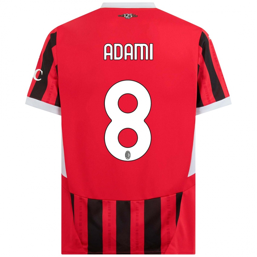 Bambino Maglia Greta Adami #8 Rosso Nero Kit Gara Home 2024/25 Maglietta