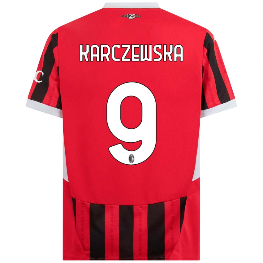 Bambino Maglia Nikola Karczewska #9 Rosso Nero Kit Gara Home 2024/25 Maglietta