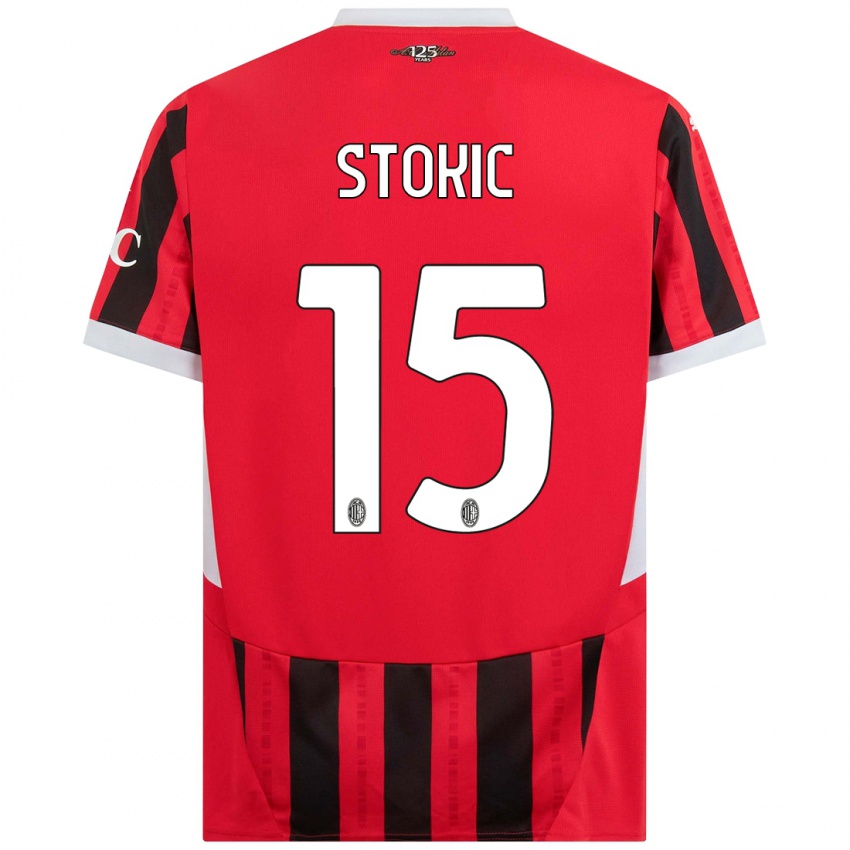 Bambino Maglia Sara Stokić #15 Rosso Nero Kit Gara Home 2024/25 Maglietta