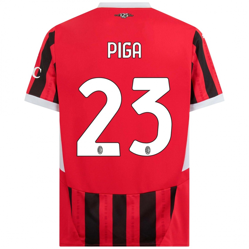 Bambino Maglia Julie Piga #23 Rosso Nero Kit Gara Home 2024/25 Maglietta