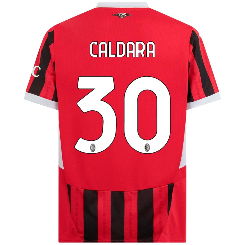 Bambino Maglia Mattia Caldara #30 Rosso Nero Kit Gara Home 2024/25 Maglietta