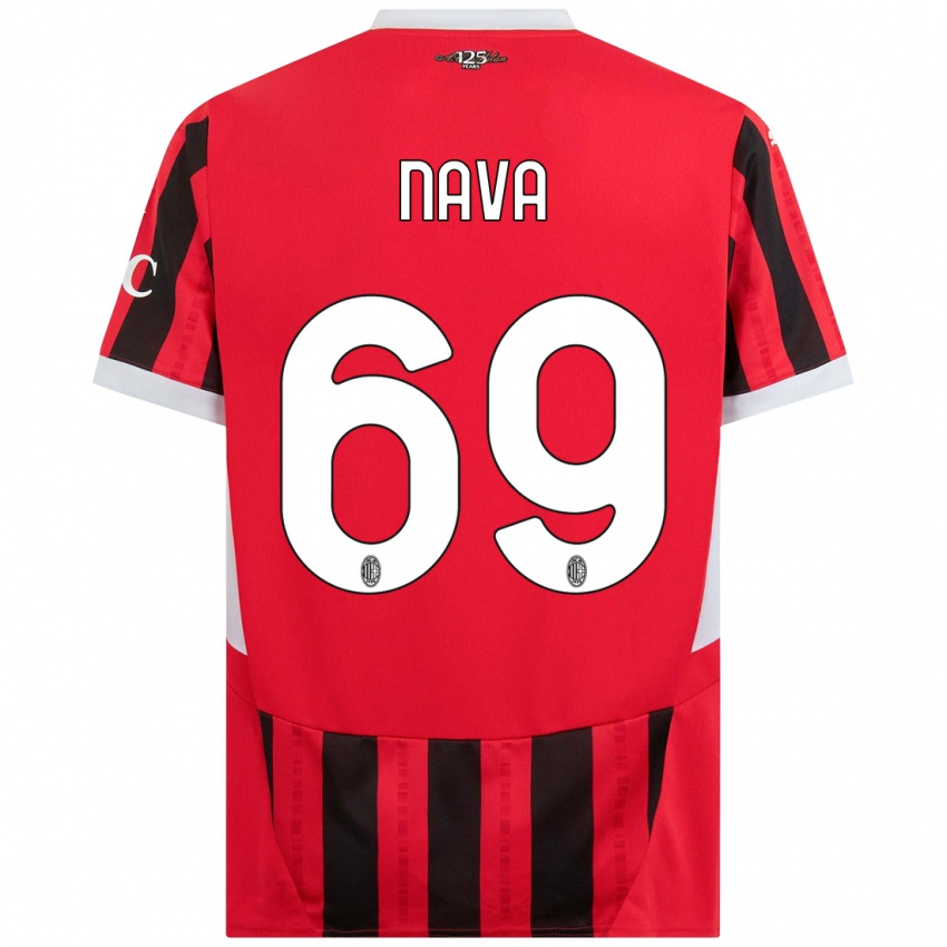 Bambino Maglia Lapo Nava #69 Rosso Nero Kit Gara Home 2024/25 Maglietta