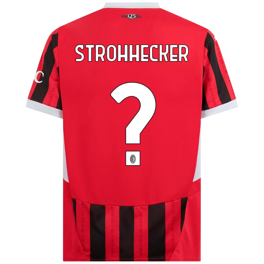 Bambino Maglia Riccardo Strohhecker #0 Rosso Nero Kit Gara Home 2024/25 Maglietta