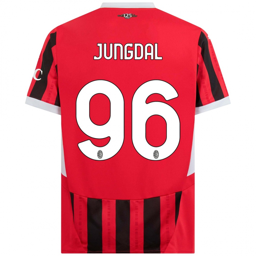 Bambino Maglia Andreas Jungdal #96 Rosso Nero Kit Gara Home 2024/25 Maglietta