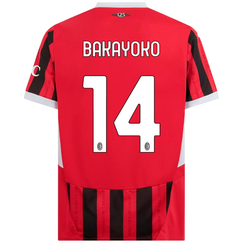 Bambino Maglia Tiemoue Bakayoko #14 Rosso Nero Kit Gara Home 2024/25 Maglietta