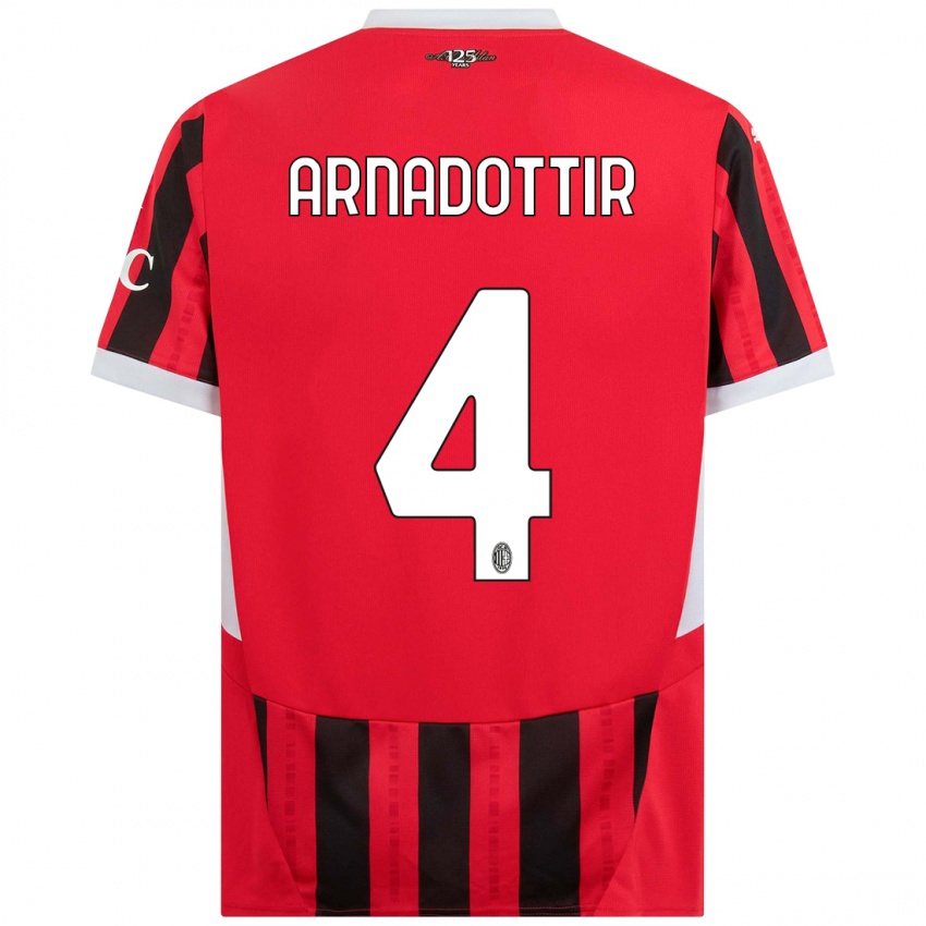 Bambino Maglia Guony Arnadottir #4 Rosso Nero Kit Gara Home 2024/25 Maglietta