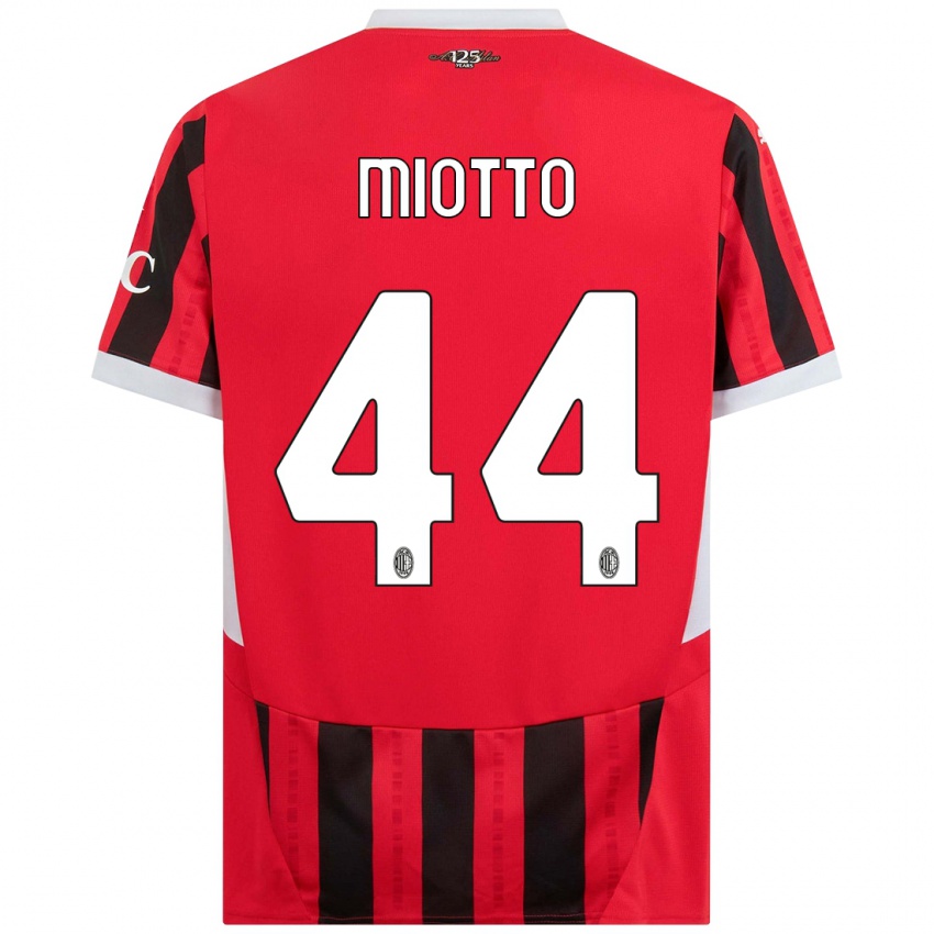 Bambino Maglia Giorgia Miotto #44 Rosso Nero Kit Gara Home 2024/25 Maglietta