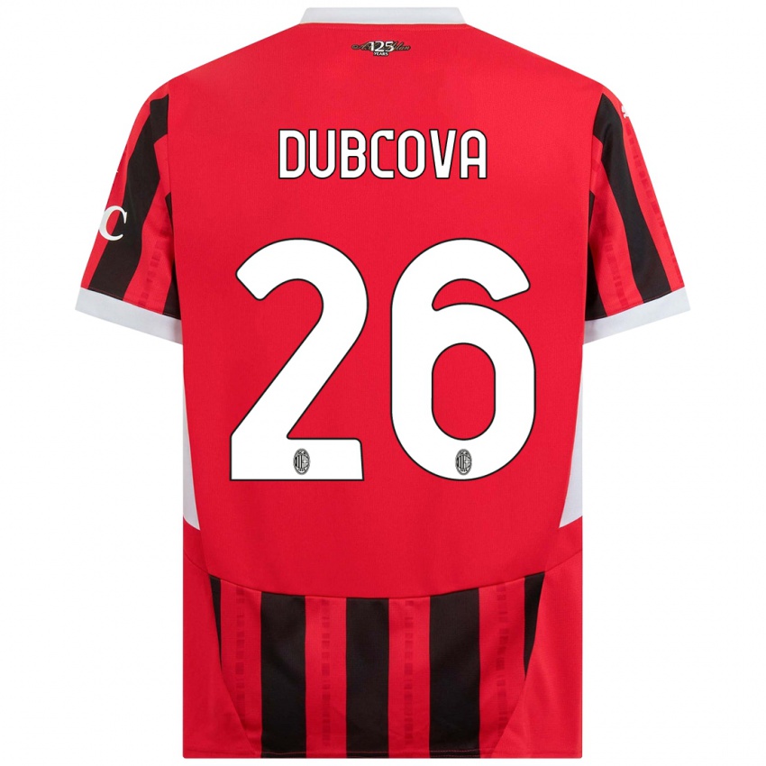 Bambino Maglia Michaela Dubcova #26 Rosso Nero Kit Gara Home 2024/25 Maglietta