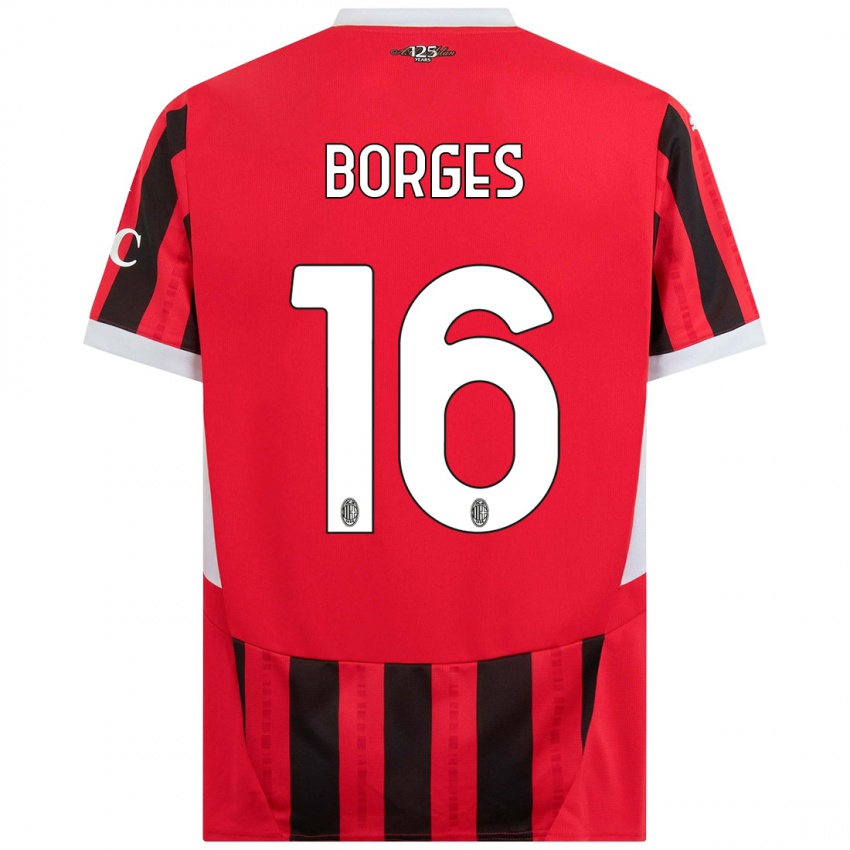 Bambino Maglia Lenny Borges #16 Rosso Nero Kit Gara Home 2024/25 Maglietta