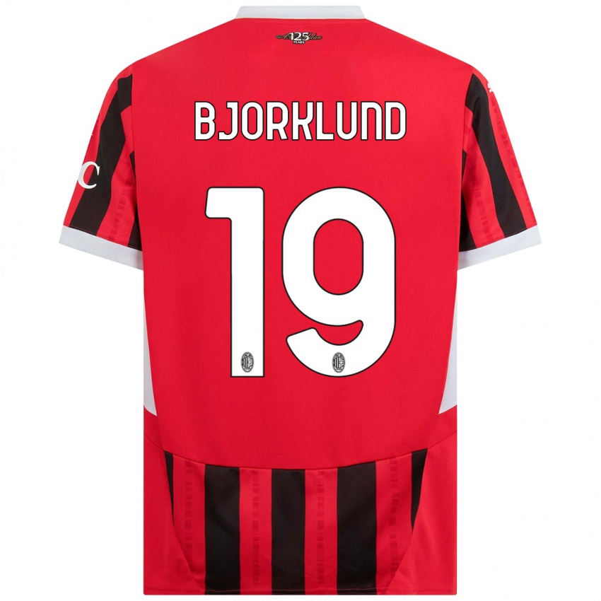 Bambino Maglia Lukas Bjorklund #19 Rosso Nero Kit Gara Home 2024/25 Maglietta