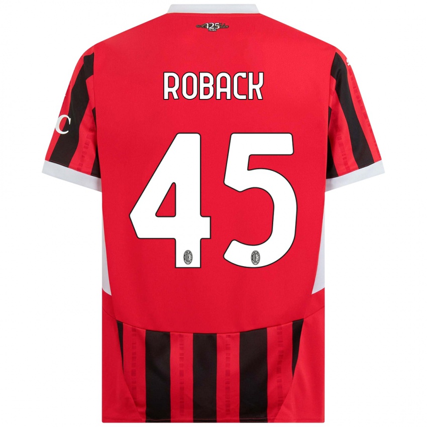 Bambino Maglia Emil Roback #45 Rosso Nero Kit Gara Home 2024/25 Maglietta