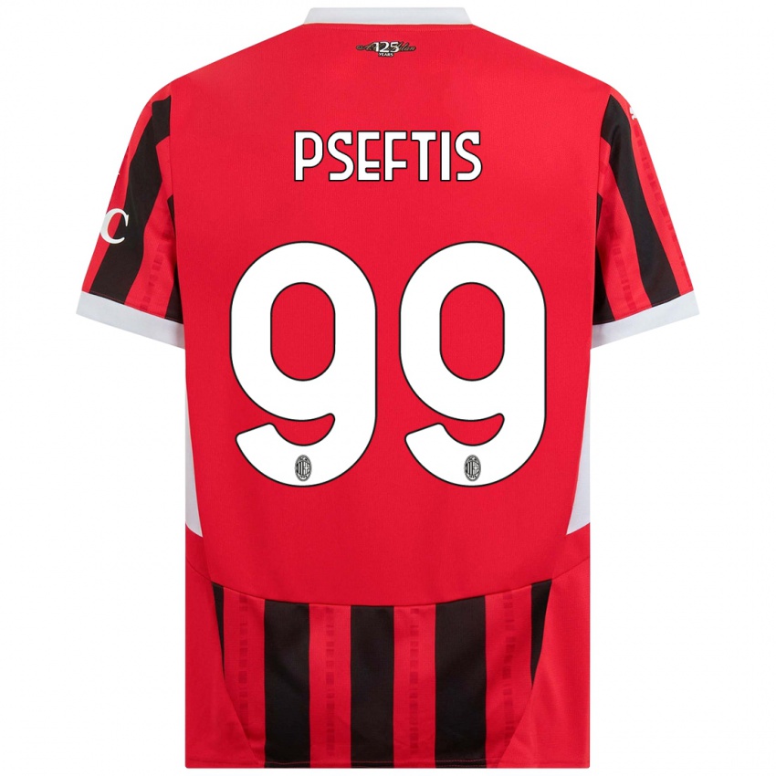 Bambino Maglia Fotios Pseftis #99 Rosso Nero Kit Gara Home 2024/25 Maglietta