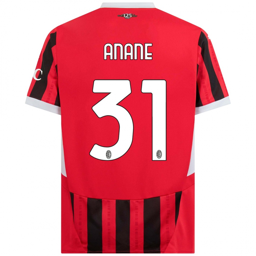 Bambino Maglia Emmanuel Anane #31 Rosso Nero Kit Gara Home 2024/25 Maglietta