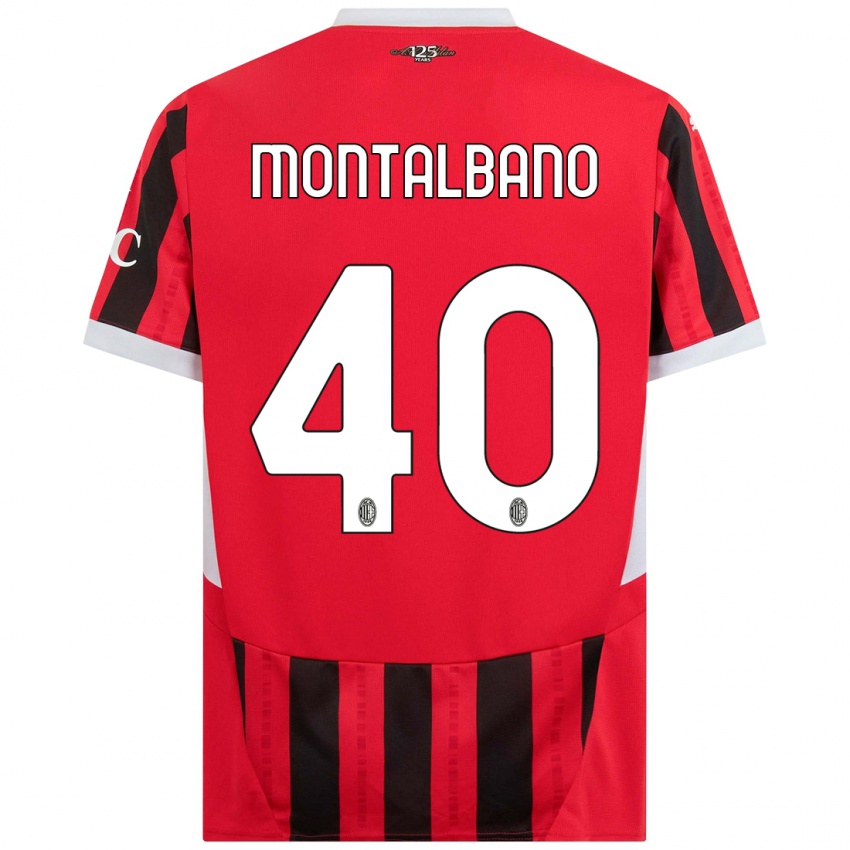 Bambino Maglia Nicolo Montalbano #40 Rosso Nero Kit Gara Home 2024/25 Maglietta