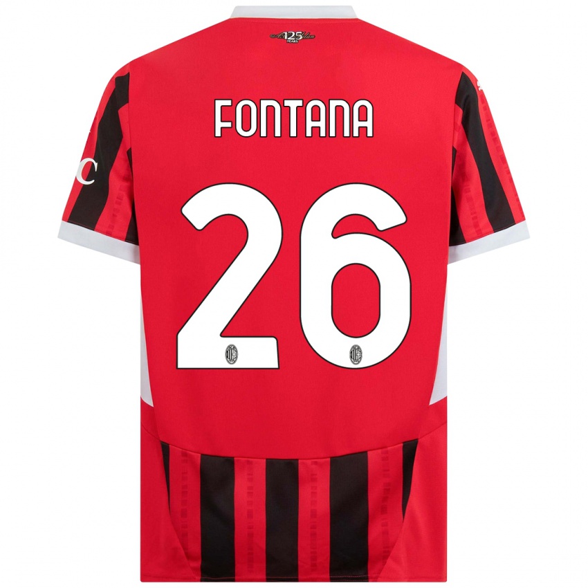 Bambino Maglia Francesco Fontana #26 Rosso Nero Kit Gara Home 2024/25 Maglietta