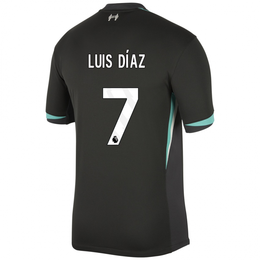 Bambino Maglia Luis Diaz #7 Nero Antracite Bianco Kit Gara Away 2024/25 Maglietta