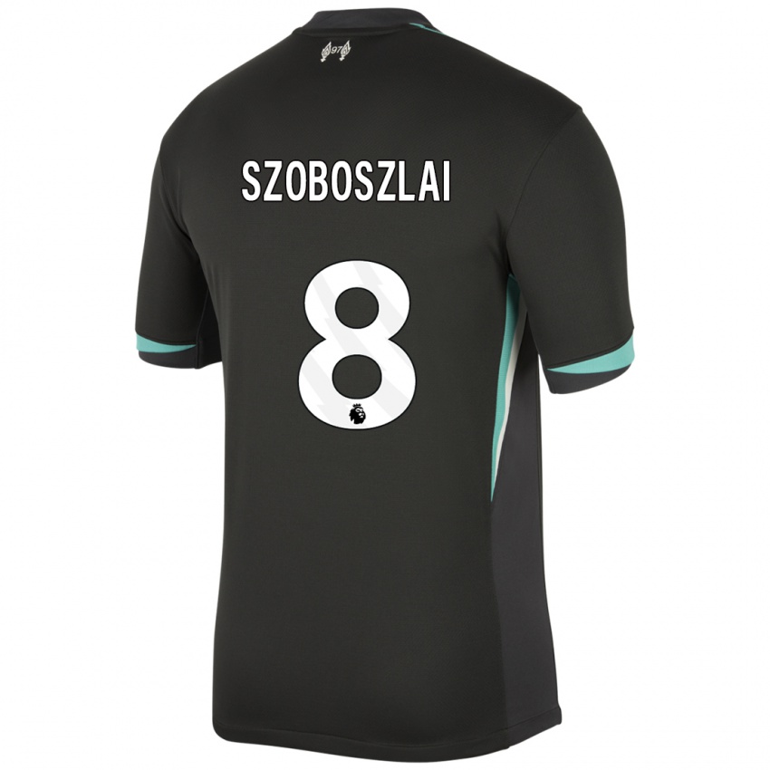 Bambino Maglia Dominik Szoboszlai #8 Nero Antracite Bianco Kit Gara Away 2024/25 Maglietta