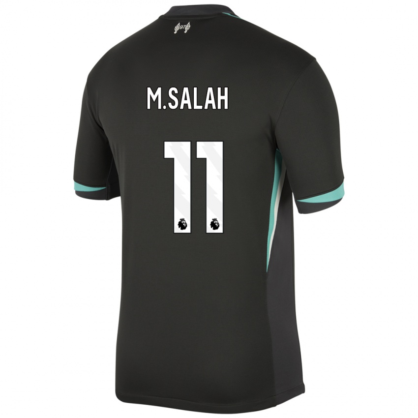 Bambino Maglia Mohamed Salah #11 Nero Antracite Bianco Kit Gara Away 2024/25 Maglietta