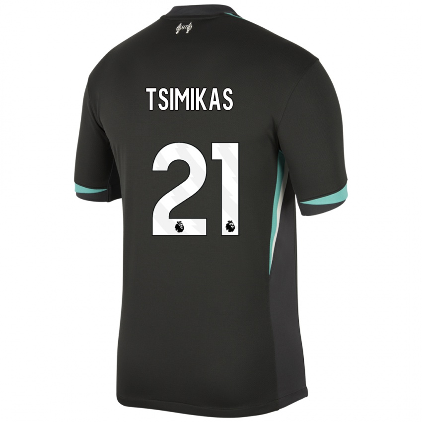 Bambino Maglia Konstantinos Tsimikas #21 Nero Antracite Bianco Kit Gara Away 2024/25 Maglietta