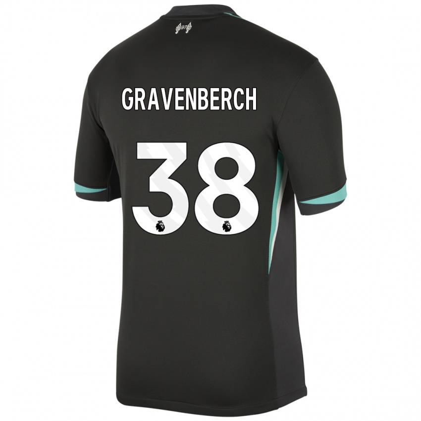 Bambino Maglia Ryan Gravenberch #38 Nero Antracite Bianco Kit Gara Away 2024/25 Maglietta