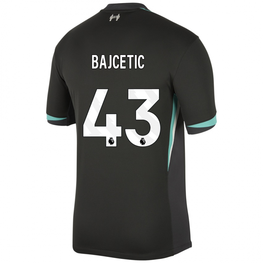 Bambino Maglia Stefan Bajcetic #43 Nero Antracite Bianco Kit Gara Away 2024/25 Maglietta